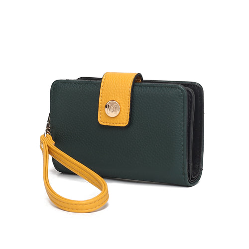 Load image into Gallery viewer, Shira Color Block Vegan Leather Women Wallet with Wristlet
