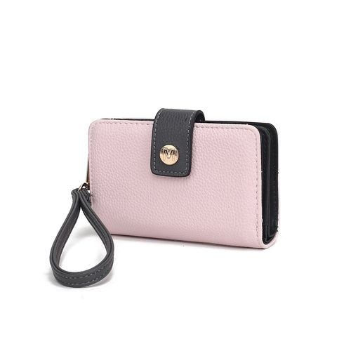 Load image into Gallery viewer, Shira Color Block Vegan Leather Women Wallet with Wristlet
