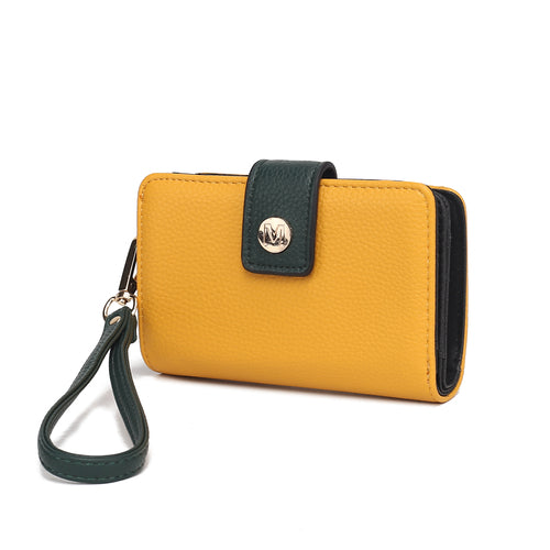 Shira Color Block Vegan Leather Women Wallet with Wristlet