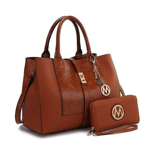 Load image into Gallery viewer, Yola Satchel Bag with Wallet - Exquisite Vegan Leather Elegance
