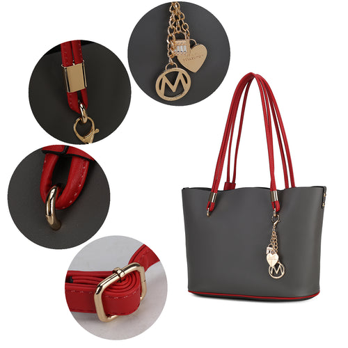 Load image into Gallery viewer, Malay Tote Handbag with Cosmetic Pouch Vegan Leather Women
