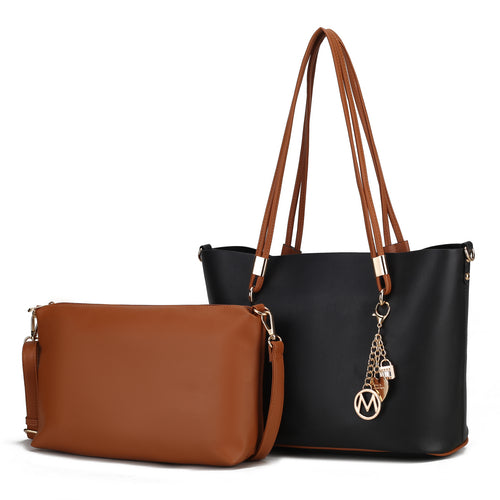 Load image into Gallery viewer, Malay Tote Handbag with Cosmetic Pouch Vegan Leather Women
