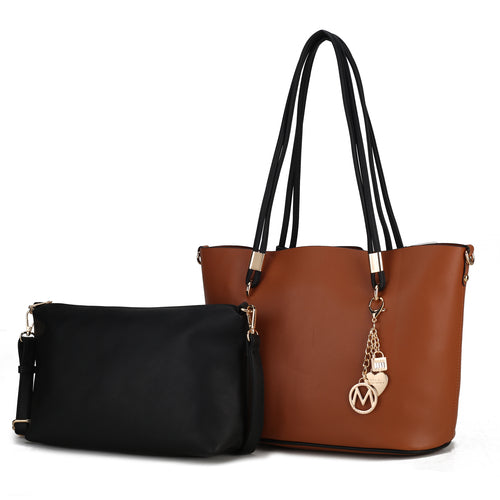 Load image into Gallery viewer, Malay Tote Handbag with Cosmetic Pouch Vegan Leather Women
