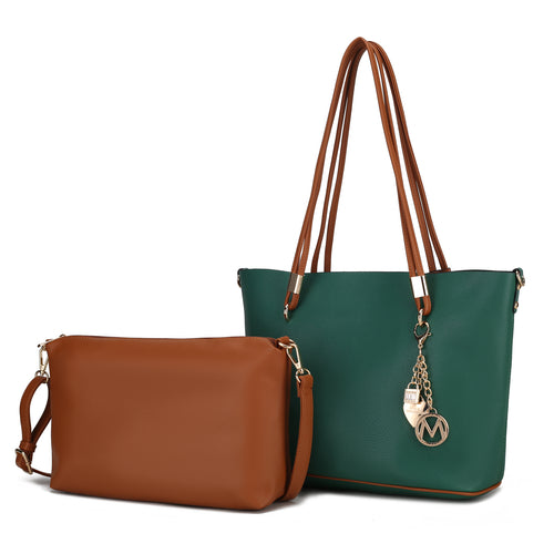 Load image into Gallery viewer, Malay Tote Handbag with Cosmetic Pouch Vegan Leather Women
