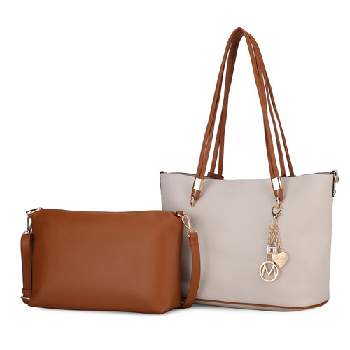 Load image into Gallery viewer, Malay Tote Handbag with Cosmetic Pouch Vegan Leather Women
