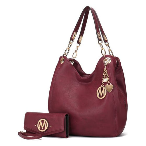 Load image into Gallery viewer, MKF Collection Ashley Hobo Bag and Wristlet Set by Mia K
