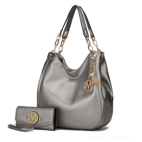 Load image into Gallery viewer, MKF Collection Ashley Hobo Bag and Wristlet Set by Mia K
