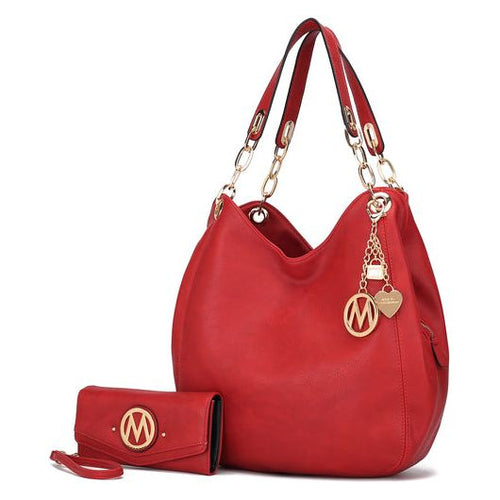 Load image into Gallery viewer, MKF Collection Ashley Hobo Bag and Wristlet Set by Mia K
