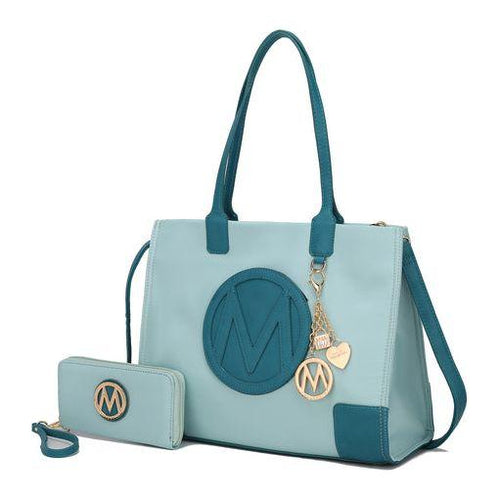 Load image into Gallery viewer, Mia K. Louise Tote Handbag and Wallet Set in Vegan Leather
