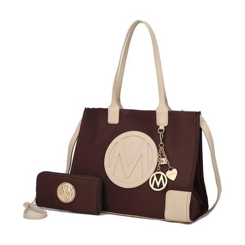 Load image into Gallery viewer, Mia K. Louise Tote Handbag and Wallet Set in Vegan Leather
