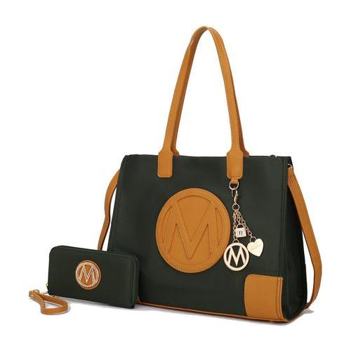 Load image into Gallery viewer, Mia K. Louise Tote Handbag and Wallet Set in Vegan Leather
