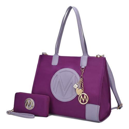 Load image into Gallery viewer, Mia K. Louise Tote Handbag and Wallet Set in Vegan Leather
