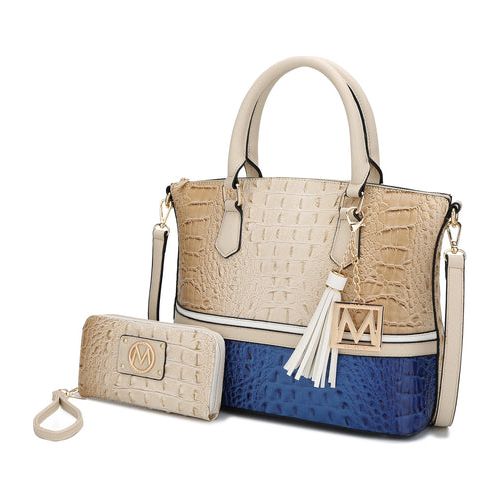 Load image into Gallery viewer, MKF Autumn Crocodile Skin Tote Handbag with Wallet: Elegance Redefined
