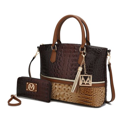 Load image into Gallery viewer, MKF Autumn Crocodile Skin Tote Handbag with Wallet: Elegance Redefined
