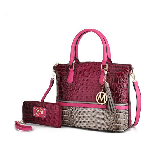 Load image into Gallery viewer, MKF Autumn Crocodile Skin Tote Handbag with Wallet: Elegance Redefined
