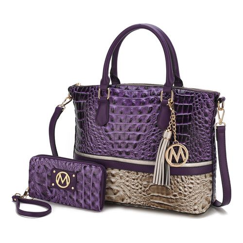 Load image into Gallery viewer, MKF Autumn Crocodile Skin Tote Handbag with Wallet Women by Mia k
