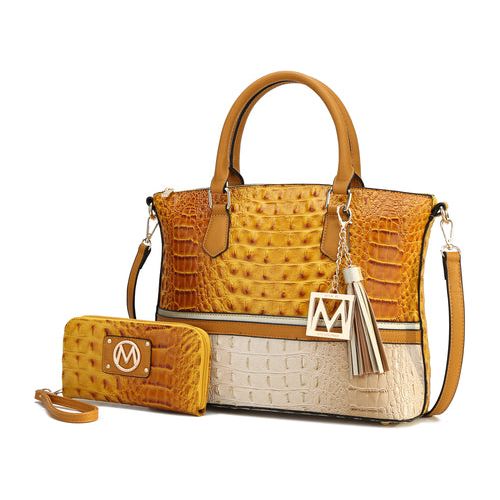 Load image into Gallery viewer, MKF Autumn Crocodile Skin Tote Handbag with Wallet Women by Mia k
