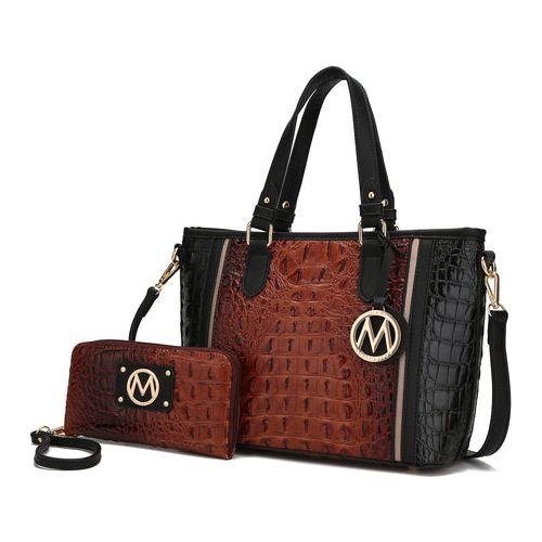 Load image into Gallery viewer, MKF Collection Lizza Croco Embossed Tote &amp; Wallet Set
