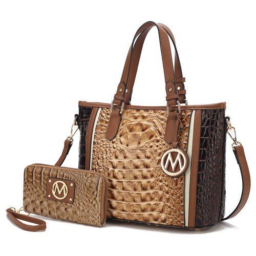 MKF Collection Lizza Croco Embossed Tote & Wallet Set