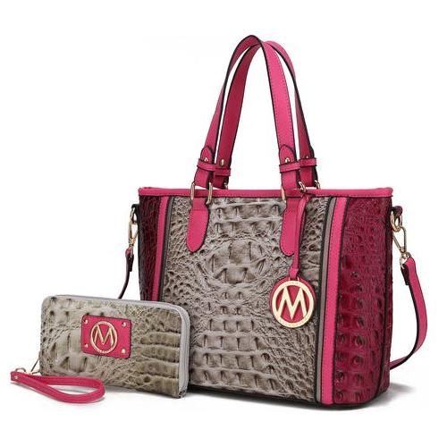 MKF Collection Lizza Croco Embossed Tote & Wallet Set