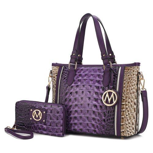 MKF Collection Lizza Croco Embossed Tote & Wallet Set