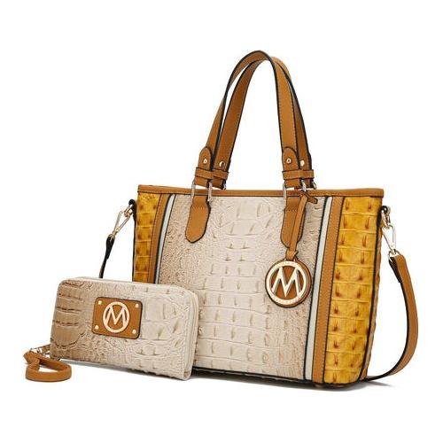 MKF Collection Lizza Croco Embossed Tote & Wallet Set