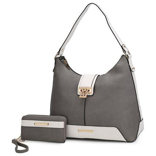 Load image into Gallery viewer, Mia K. Graciela Hobo Handbag - Elegantly Crafted Color-Block Vegan Leather
