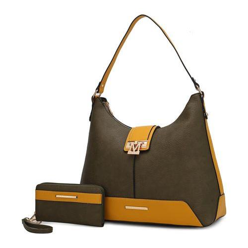 Load image into Gallery viewer, Mia K. Graciela Hobo Handbag - Elegantly Crafted Color-Block Vegan Leather
