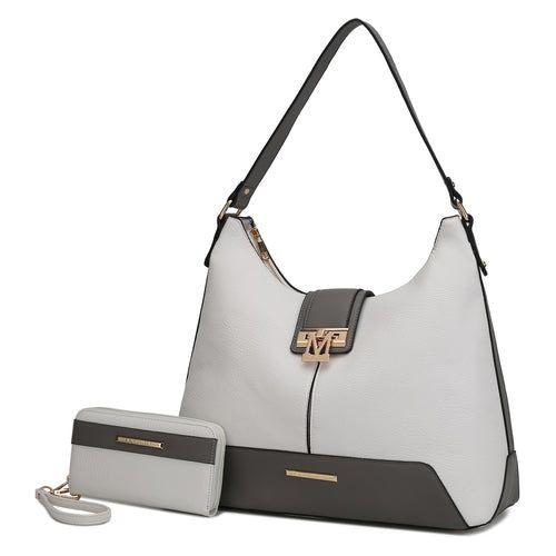 Load image into Gallery viewer, Mia K. Graciela Hobo Handbag - Elegantly Crafted Color-Block Vegan Leather
