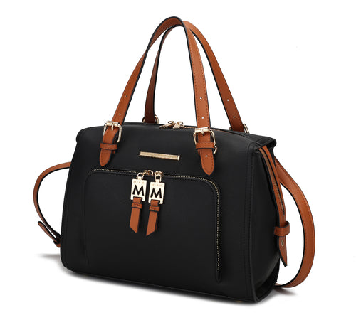 Load image into Gallery viewer, Elise Vegan Leather Color-block Women Satchel Bag - A Luxurious Companion for the Modern Woman
