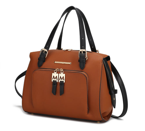 Load image into Gallery viewer, Elise Vegan Leather Color-block Women Satchel Bag - A Luxurious Companion for the Modern Woman
