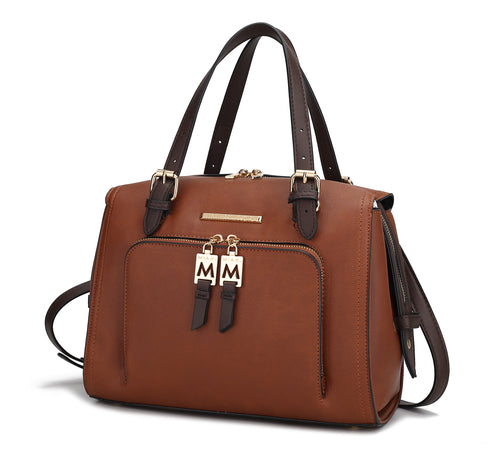 Load image into Gallery viewer, Elise Vegan Leather Color-block Women Satchel Bag - A Luxurious Companion for the Modern Woman
