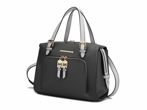 Load image into Gallery viewer, Elise Vegan Leather Color-block Women Satchel Bag - A Luxurious Companion for the Modern Woman
