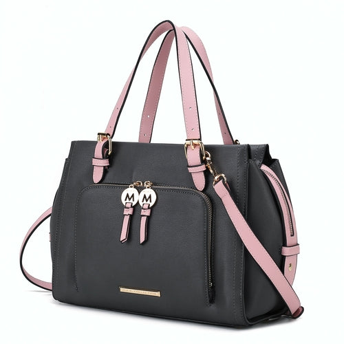 Load image into Gallery viewer, Elise Vegan Leather Color-block Women Satchel Bag - A Luxurious Companion for the Modern Woman
