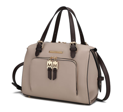 Load image into Gallery viewer, Elise Vegan Leather Color-block Women Satchel Bag - A Luxurious Companion for the Modern Woman
