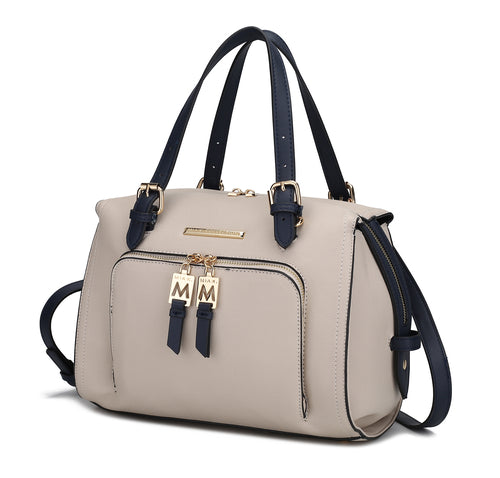 Load image into Gallery viewer, Elise Vegan Leather Color-block Women Satchel Bag - A Luxurious Companion for the Modern Woman
