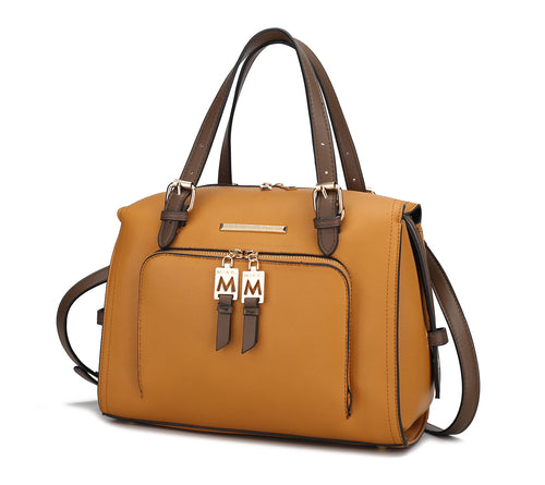 Load image into Gallery viewer, Elise Vegan Leather Color-block Women Satchel Bag - A Luxurious Companion for the Modern Woman
