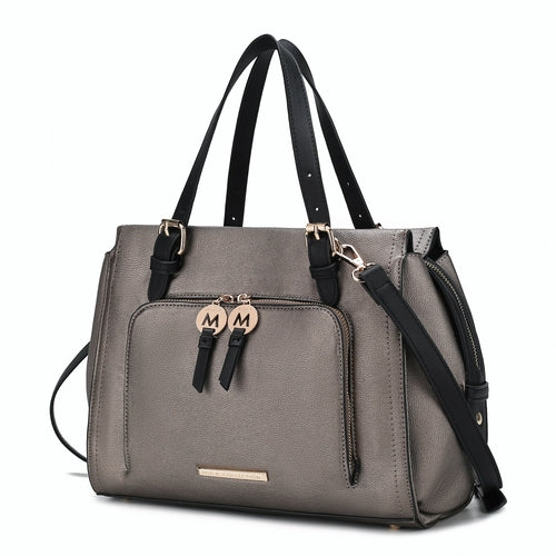 Load image into Gallery viewer, Elise Vegan Leather Color-block Women Satchel Bag
