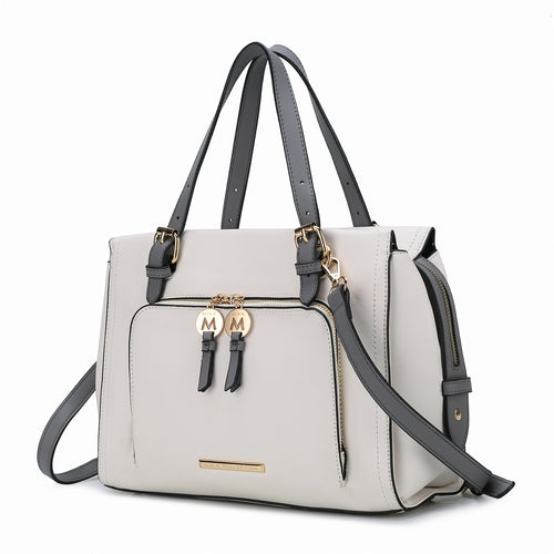 Load image into Gallery viewer, Elise Vegan Leather Color-block Women Satchel Bag - A Luxurious Companion for the Modern Woman
