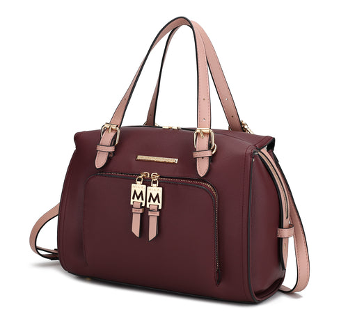 Load image into Gallery viewer, Elise Vegan Leather Color-block Women Satchel Bag - A Luxurious Companion for the Modern Woman
