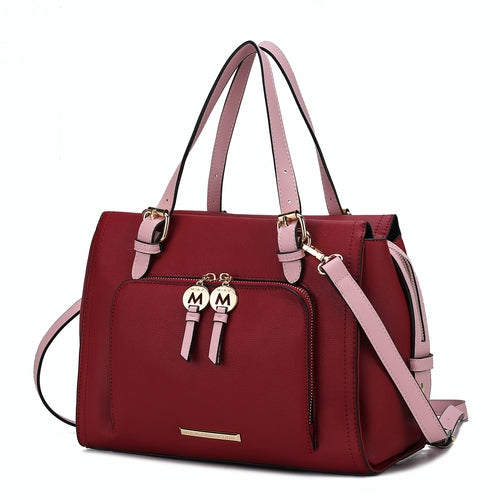 Load image into Gallery viewer, Elise Vegan Leather Color-block Women Satchel Bag - A Luxurious Companion for the Modern Woman
