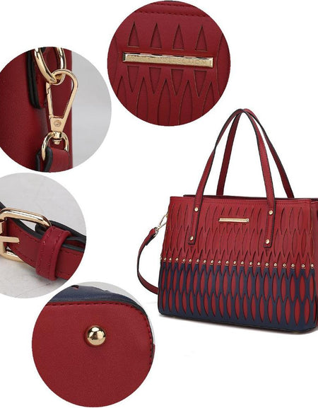 Quinn Triple Compartment Color Block Tote Handbag for Women