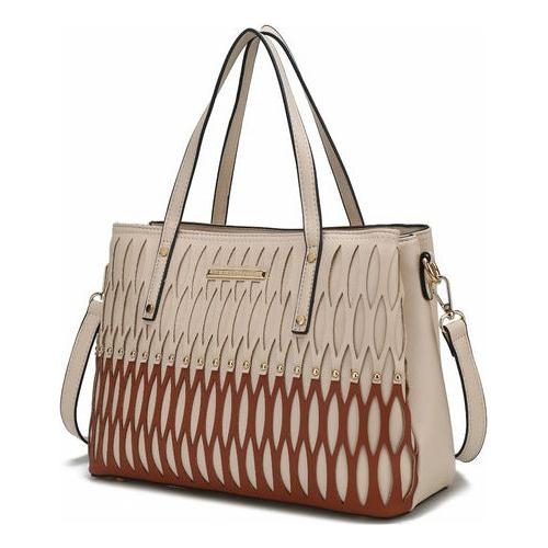 Load image into Gallery viewer, Quinn Triple Compartment Color Block Tote Handbag for Women
