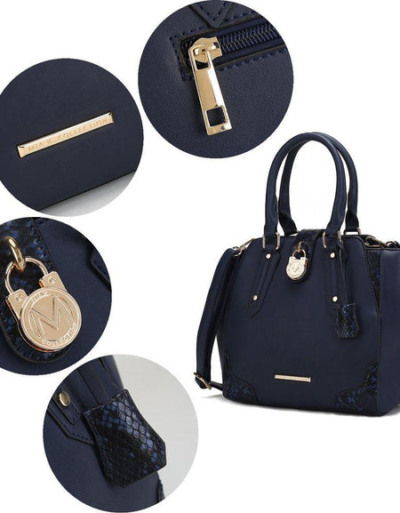 Lorena Snake Embossed Vegan Leather Women Satchel Handbag