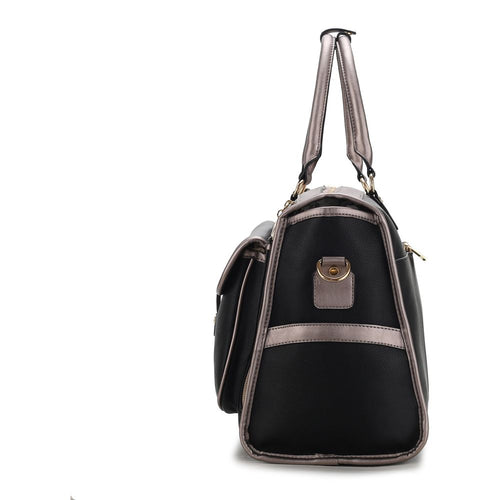 Load image into Gallery viewer, Genevieve Duffle Handbag Color Block Vegan Leather Women
