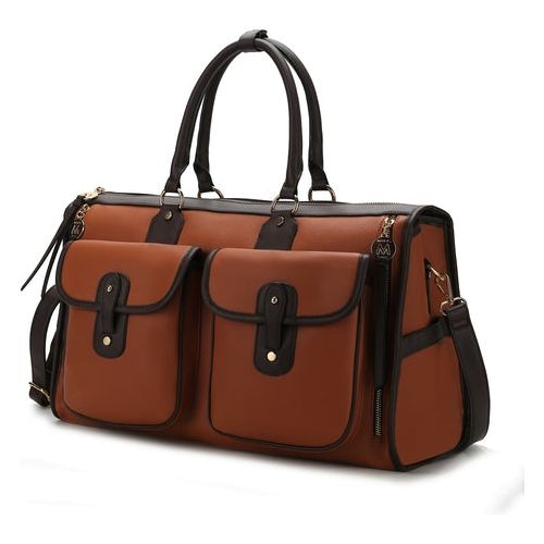 Load image into Gallery viewer, Genevieve Duffle Handbag Color Block Vegan Leather Women
