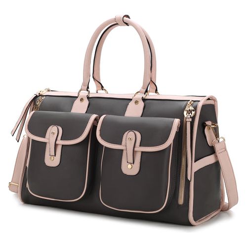 Load image into Gallery viewer, Genevieve Duffle Handbag Color Block Vegan Leather Women
