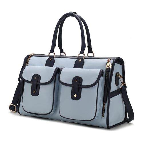 Load image into Gallery viewer, Genevieve Duffle Handbag Color Block Vegan Leather Women
