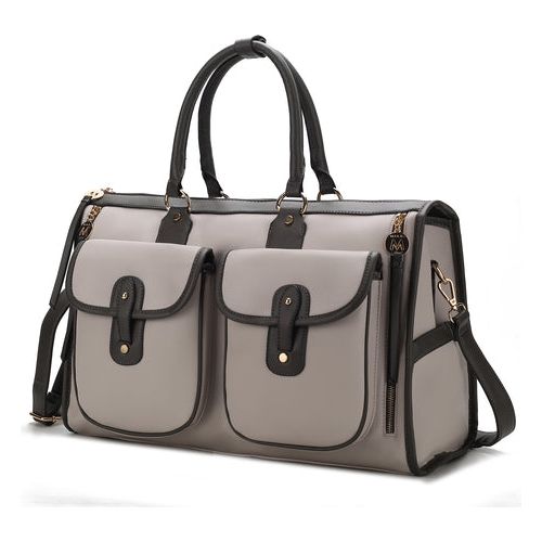 Load image into Gallery viewer, Genevieve Duffle Handbag Color Block Vegan Leather Women
