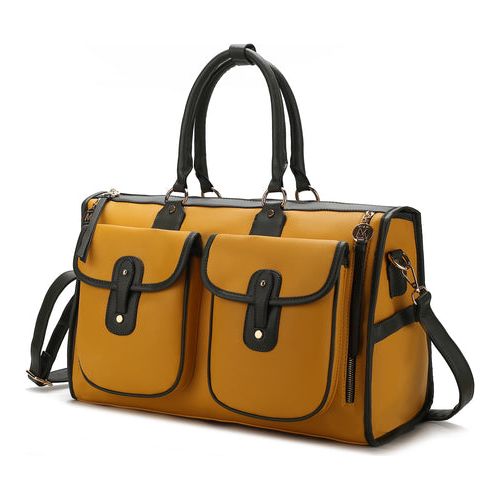 Load image into Gallery viewer, Genevieve Duffle Handbag Color Block Vegan Leather Women
